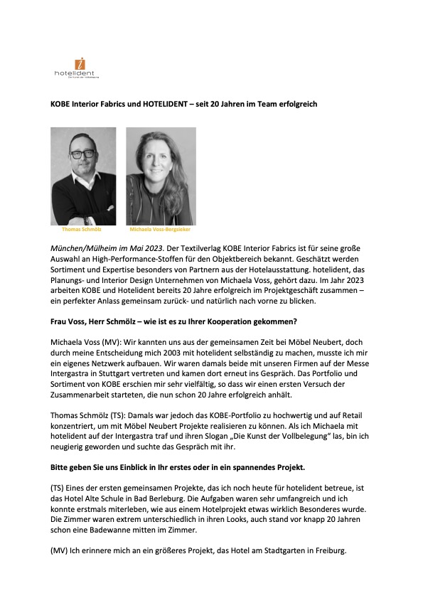 20 Jahre KOBE - Hotelident